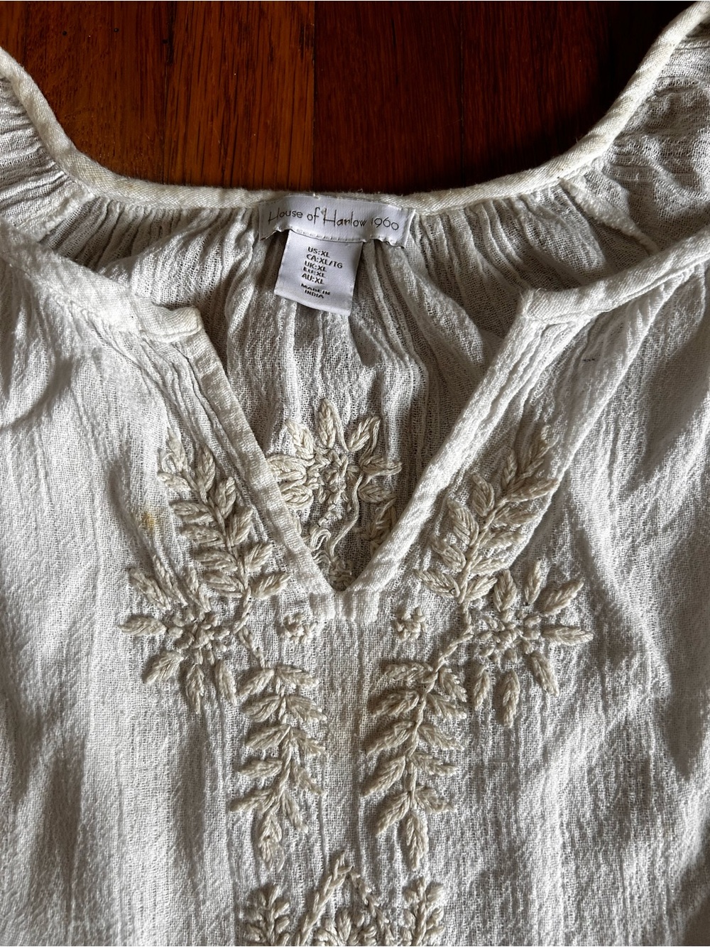 House of Harlow 1960 Cream Embroidered Peasant Blouse - Picture 3 of 3